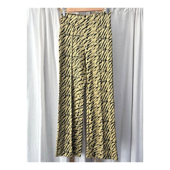 Free People Knit Flare Pants (Size XS) Rita Boho Animal Print High Rise Pull On - Picture 1 of 11